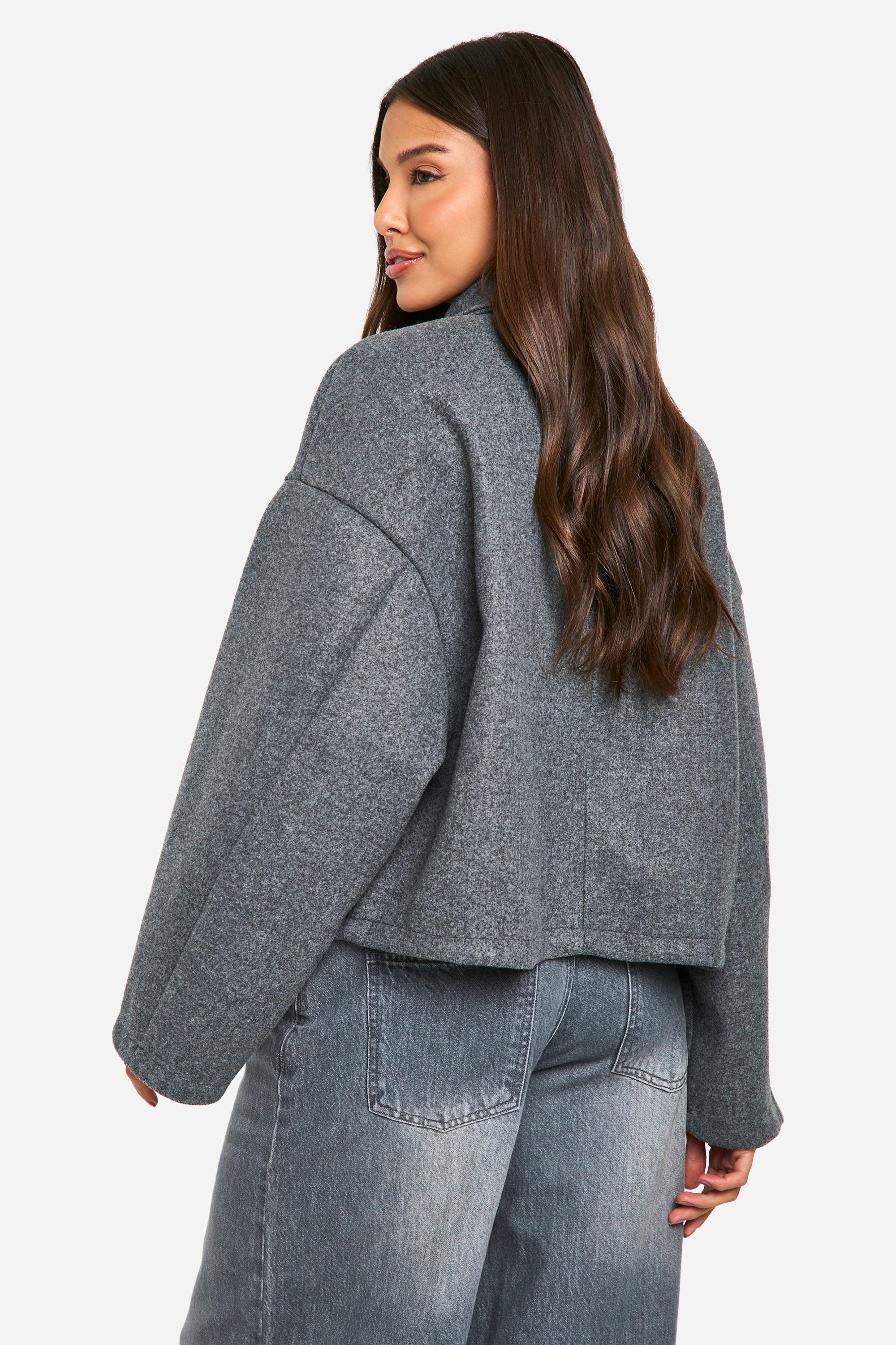 Wool Look Short Jacket boohoo